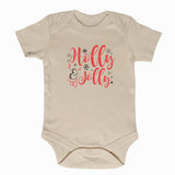 holly jolly short sleeve bodysuit clay