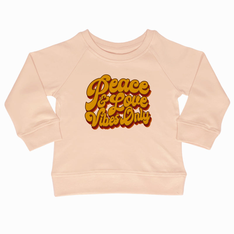 peace and love vibes only pullover peach