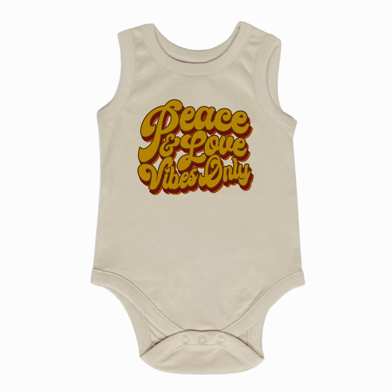 peace and love vibes only tank bodysuit clay