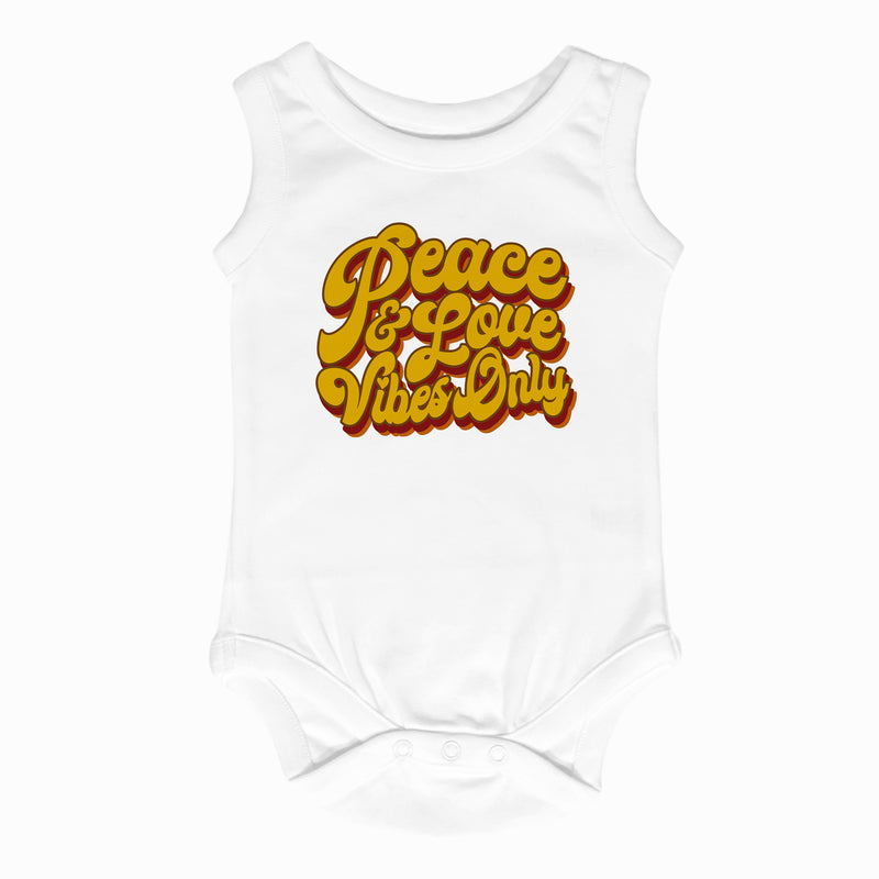 peace and love vibes only tank bodysuit white